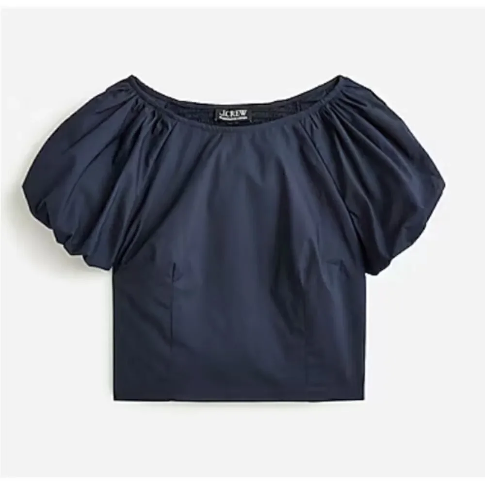 NWT J Crew Puff Sleeve Inez Fitted Top in Navy blue